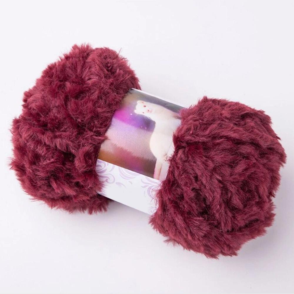 Thick Chenille Yarn Soft Skin Friendly Bulky Fluffy Knitting Yarn for Crocheting Blanket Purplish Red