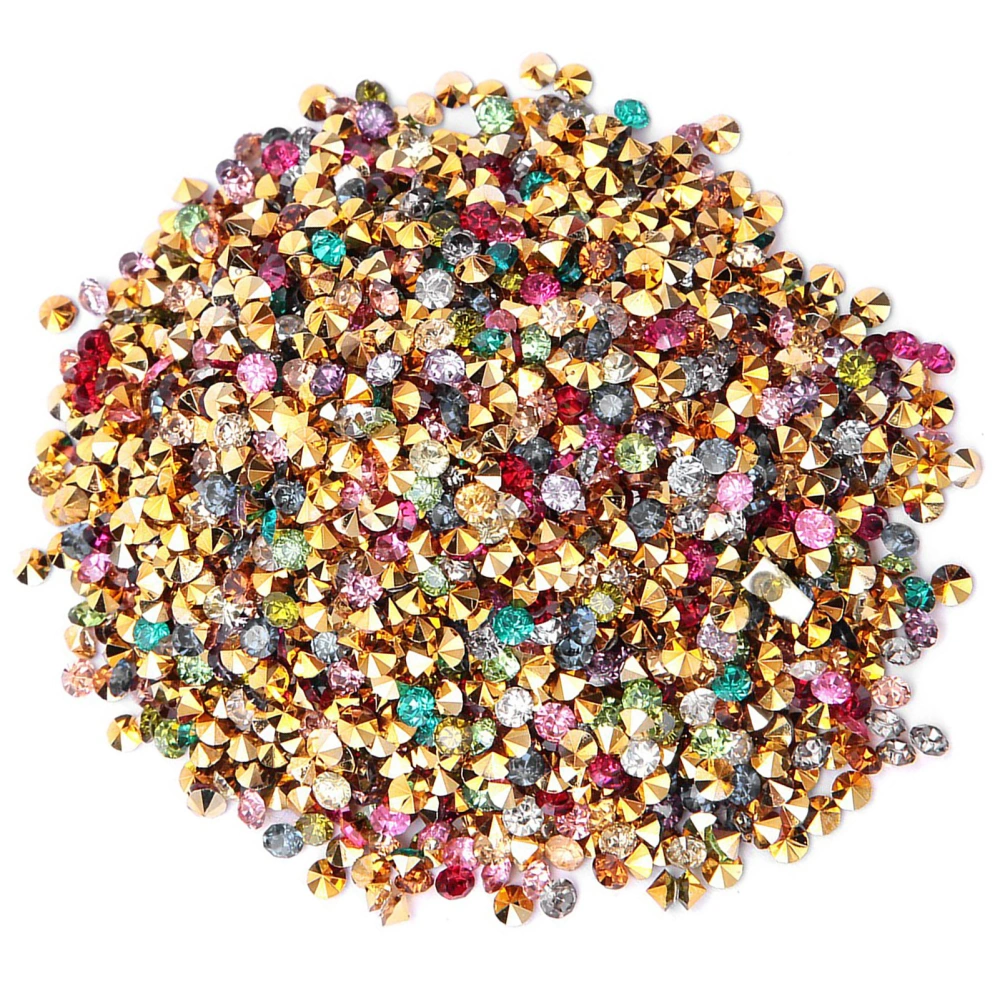 Diamond with Golden Plate Bottom Pointed Diamond(3mm Multiple Colors with Golden Bottom)