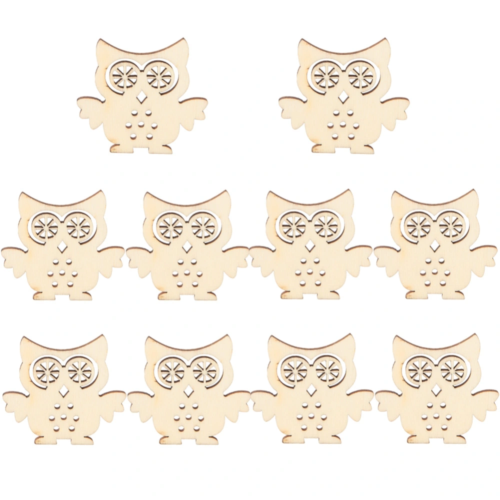 10 pcs Natrual Color Owl Shape Wooden Crafts For Home Decoration Handmade(#2)