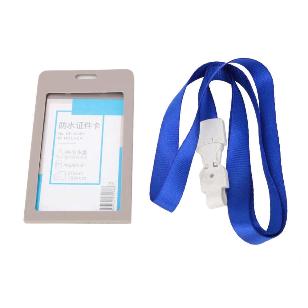 Business ID Badge Lanyard Name Tag Holder Belt Office Work Neck Strap Key Card(Gray)