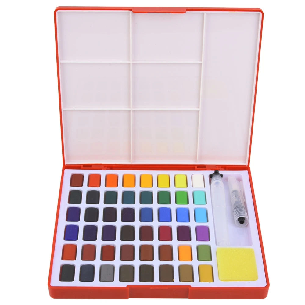 Colorful Art Solid Watercolor Paints Paint Box with Paintbrush Pigment Set (48 Colors)