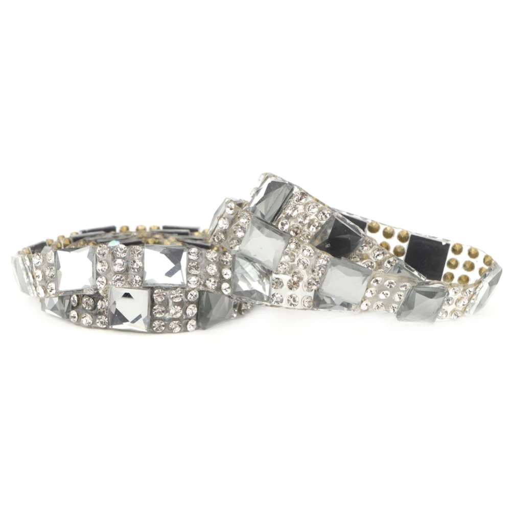 5 yard Hotfix Clear Crystal Glass Rhinestone Fabric Chain Trim DIY Applique (8mm Gray)