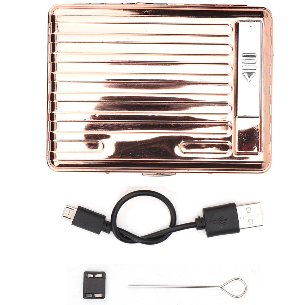 Vintage Rechargeable USB Charging Lighter Cigarette Case Cigar Storage Box (Rose Gold)