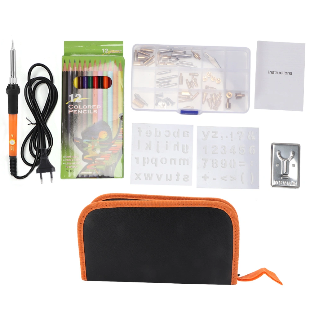Adjustable Temperature Electric Iron Painting Tool Set with 53 Iron Tips Orange