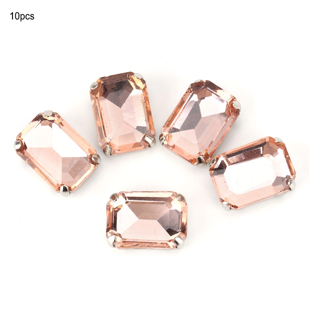 10pcs Rectangle Sewing Rhinestones Glass Crystal Claw DIY Clothing Accessories (Champagne)