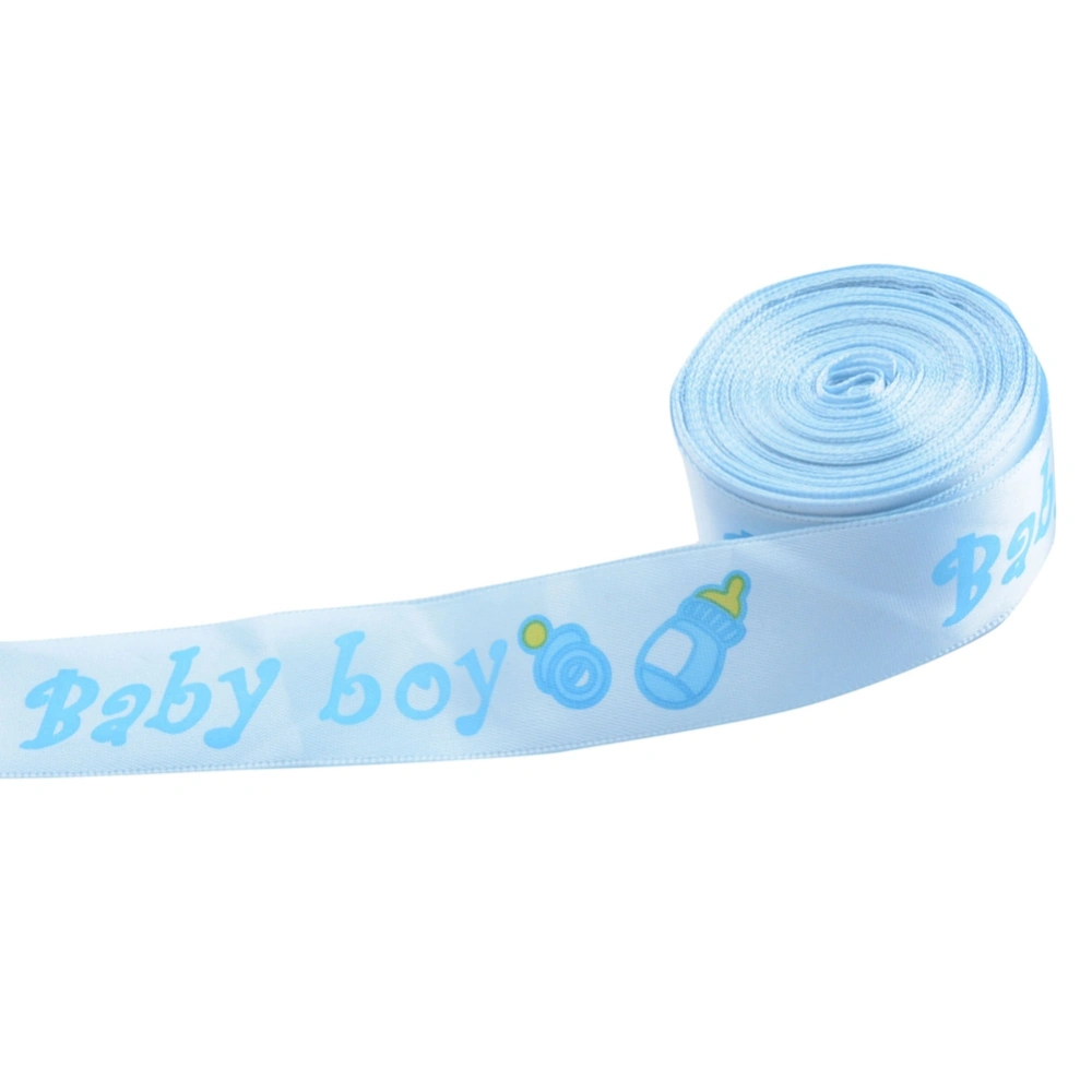 25mm 10yard Baby Boy Printed Ribbon for DIY Baby Shower Decoration Gift Wrapping (Blue)
