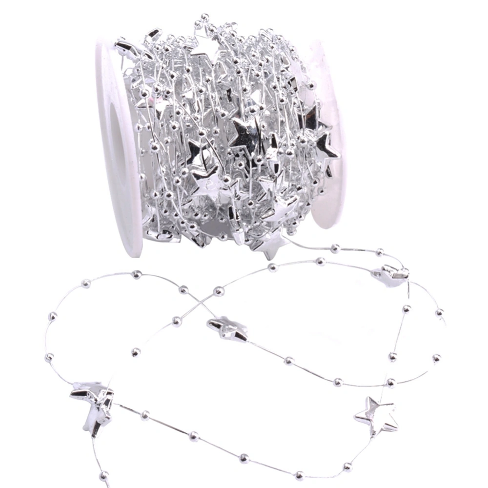 10m Fishing Line Star Shape Beads Chain Wedding Christmas Party Decoration (Silver)