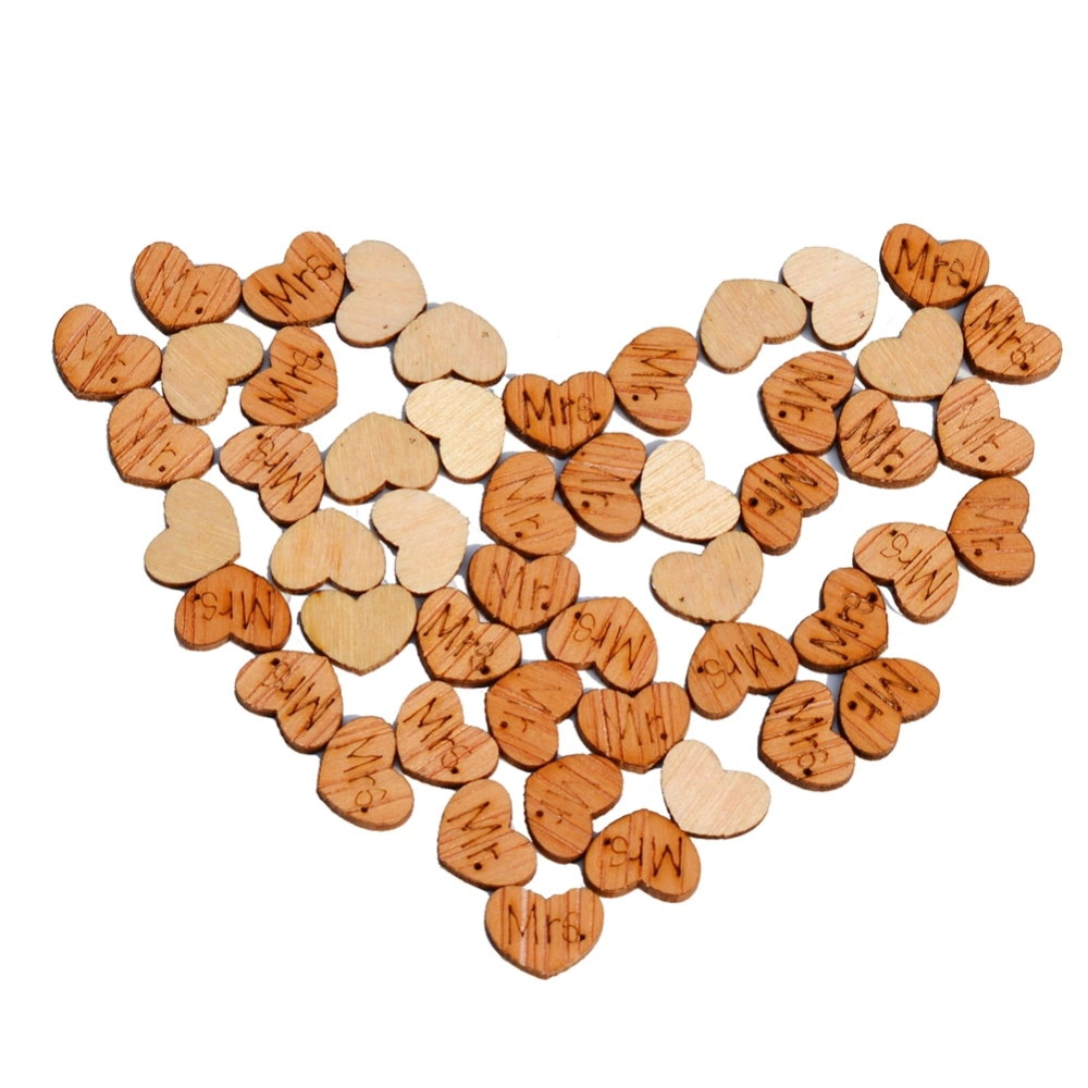 100pcs Wooden Love Heart Wedding Party Table Scatter Decoration DIY Crafts (Mr Mrs)