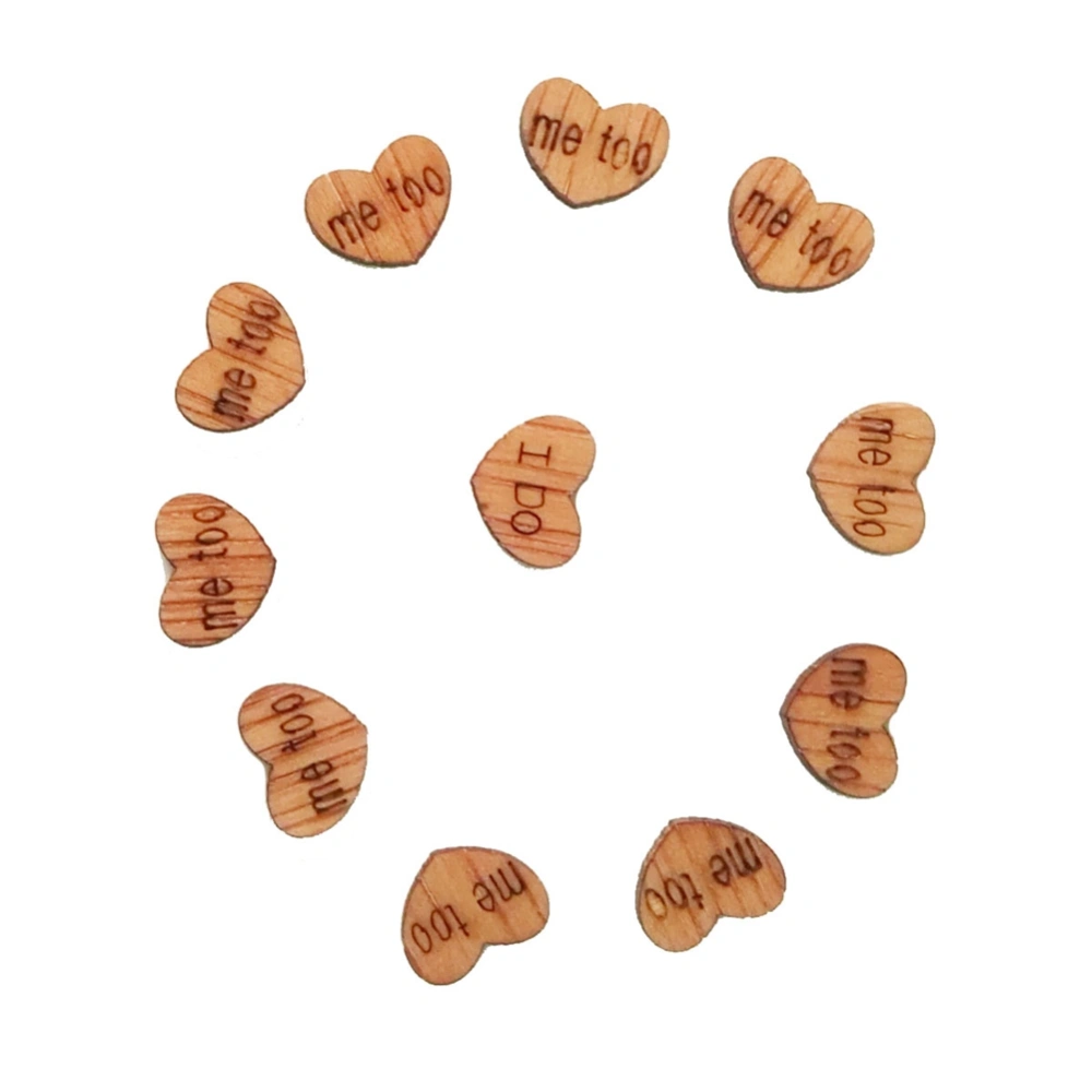 100pcs Wooden Love Heart Wedding Party Table Scatter Decoration DIY Crafts (Me Too/I Do)