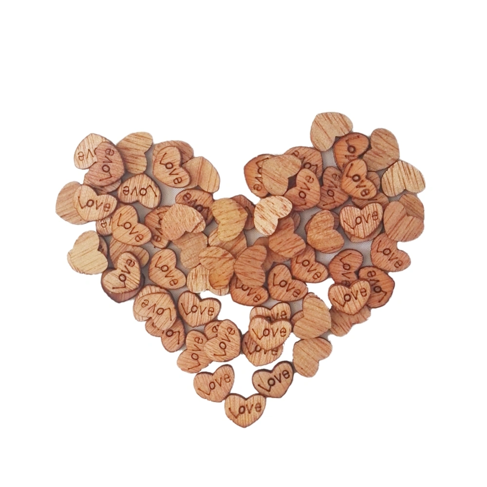 100pcs Wooden Love Heart Wedding Party Table Scatter Decoration DIY Crafts (Love)
