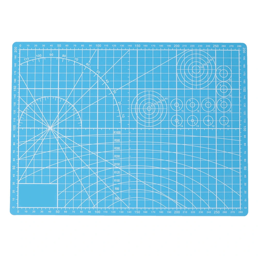A4 Double Side PVC Cutting Mat Board Self Healing Grid Lines Student Craft Tool(Blue)
