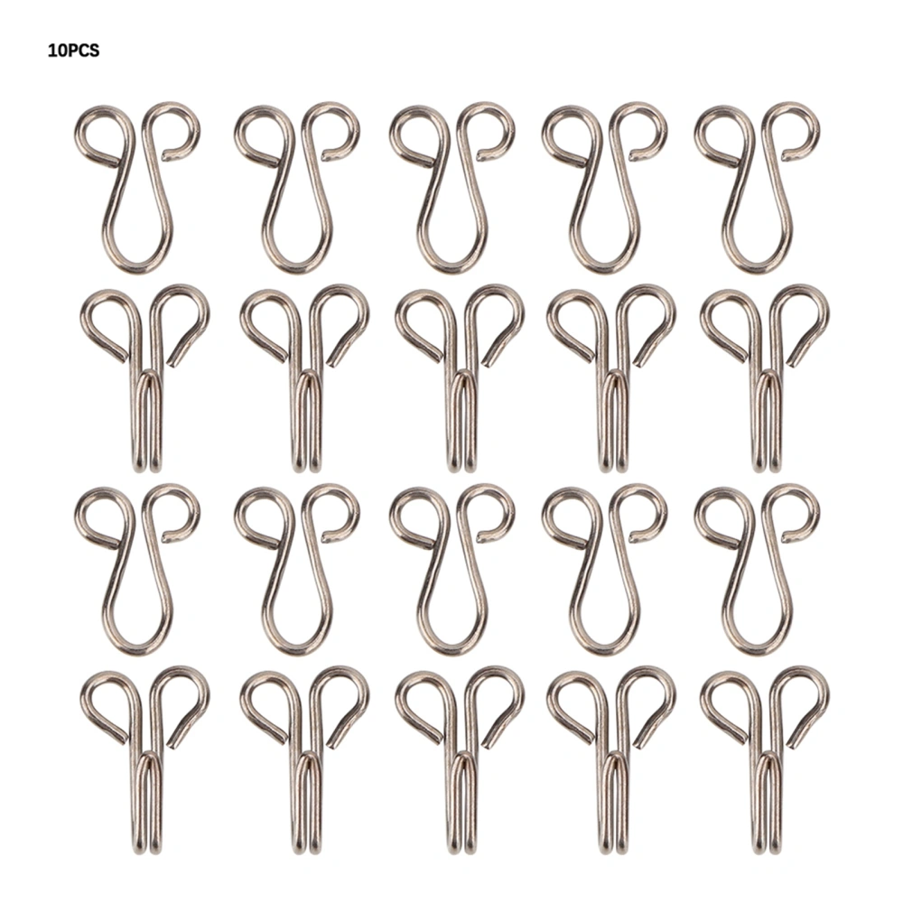 10 Pcs Fur Coat Hook Fasteners Sew for Over Coat Underwear(Black)