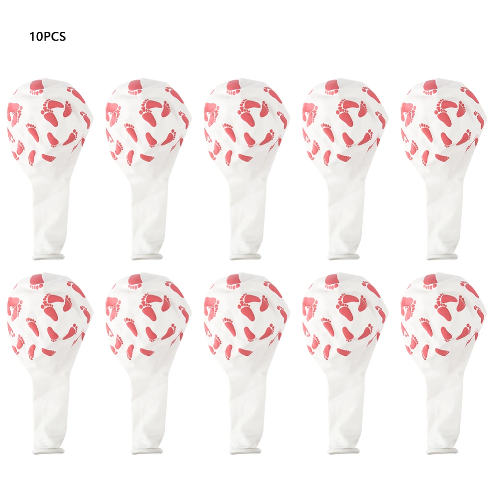 10pcs Footprint Pattern Latex Balloon for Festival Party Baby Shower Decoration (Pink)