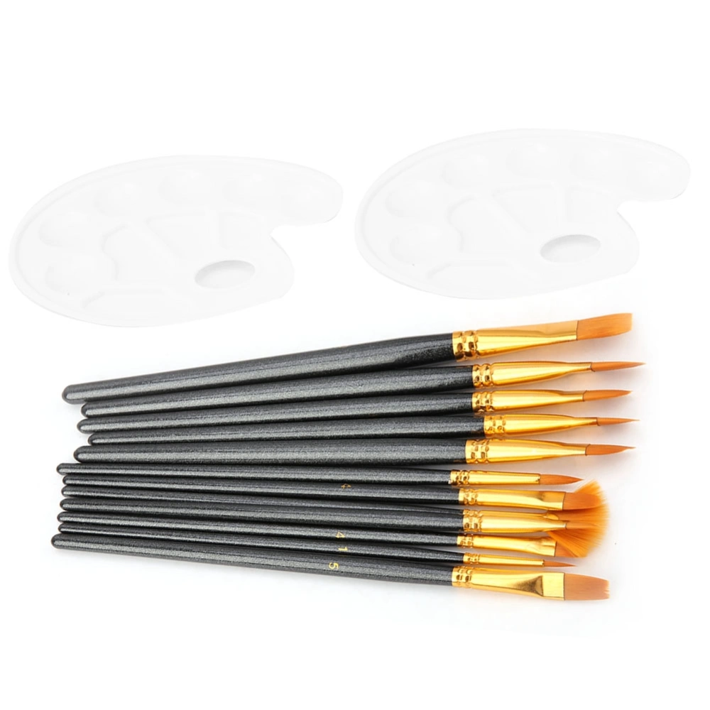 12 PCS Nylon Hair Paintbrush Set Oil Painting Brushes Kit Art Paint Tool