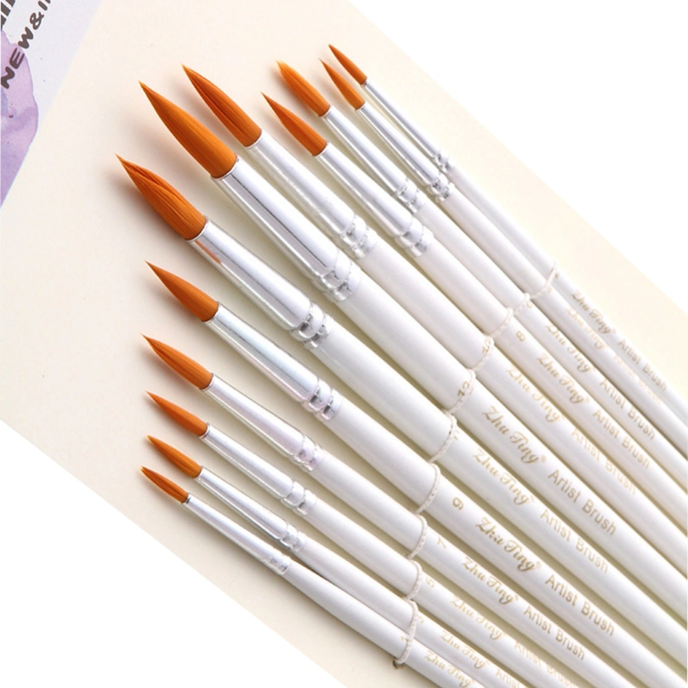 12Pcs Nylon Hair Wood Handle Gouache Brushes Set Watercolor Oil Painting Brushes Set 01