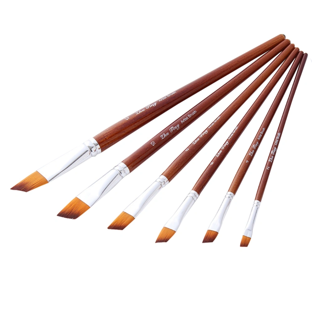 6Pcs Nylon Hair Wood Handle Gouache Brushes Set Watercolor Oil Painting Brushes Painting Tools