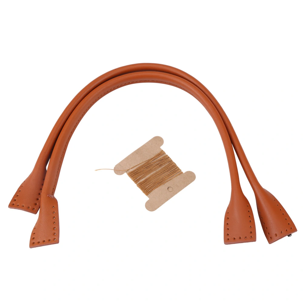 2Pcs Genuine Leather Bag Straps Handle for DIY Hand Accessories Thread Brown