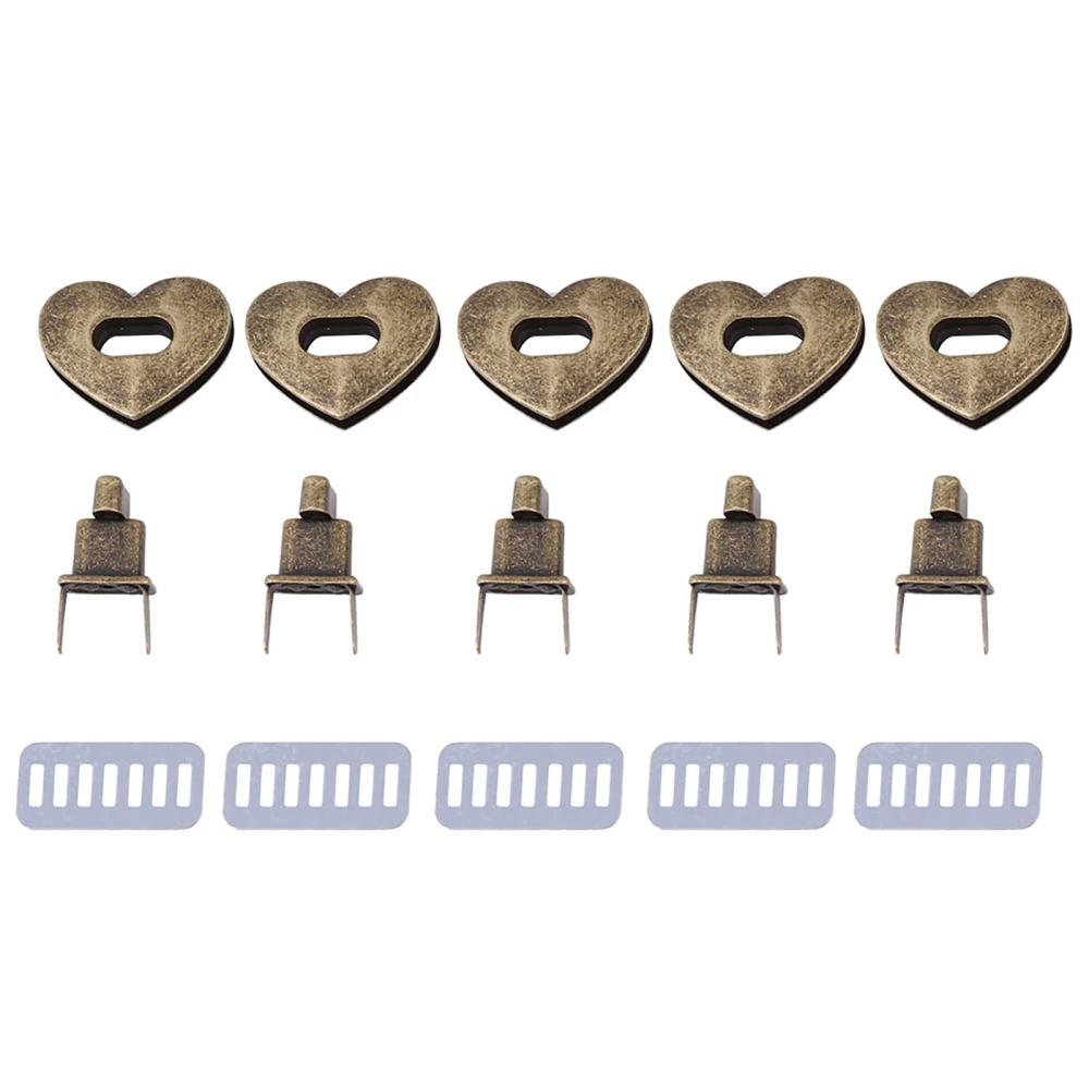 5sets Heart shaped Metal Clasp Turn Lock Twist Lock HardwareHandbag Bag Accessory (Bronze)