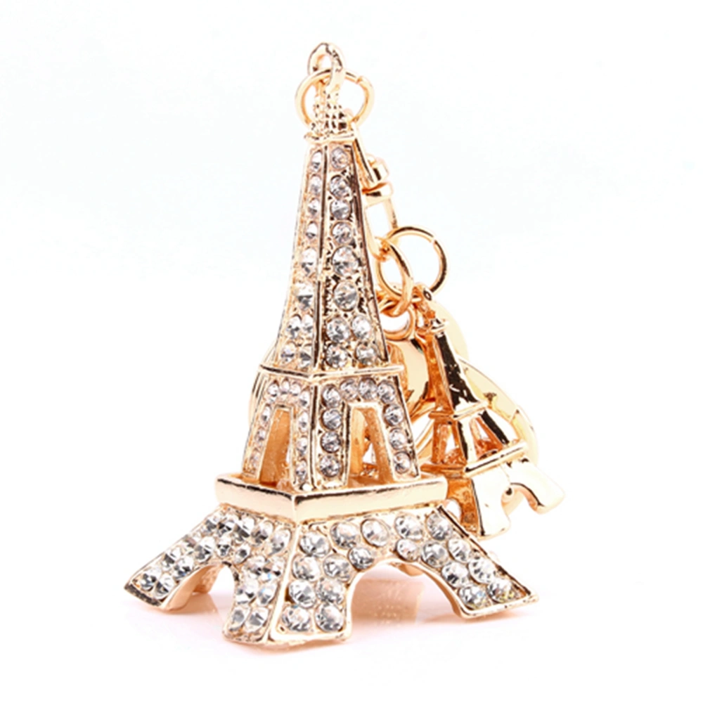 Eiffel Tower Rhinestones Keyring Charm Pendant Purse Bag Key Ring Chain Keychain