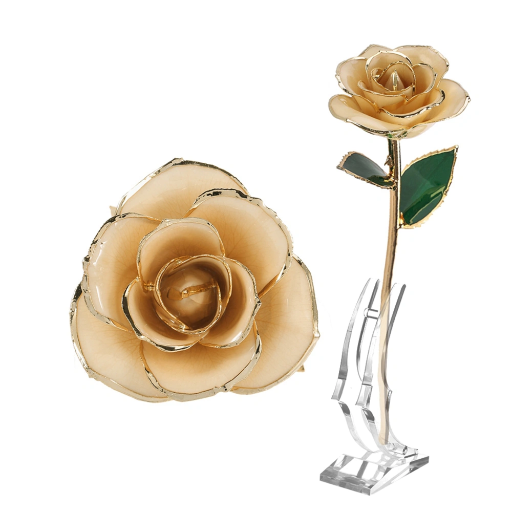 Long Stem Dipped 24k Gold Rose in Gift Box with Stand Gift for Her ( Rose with Stand)