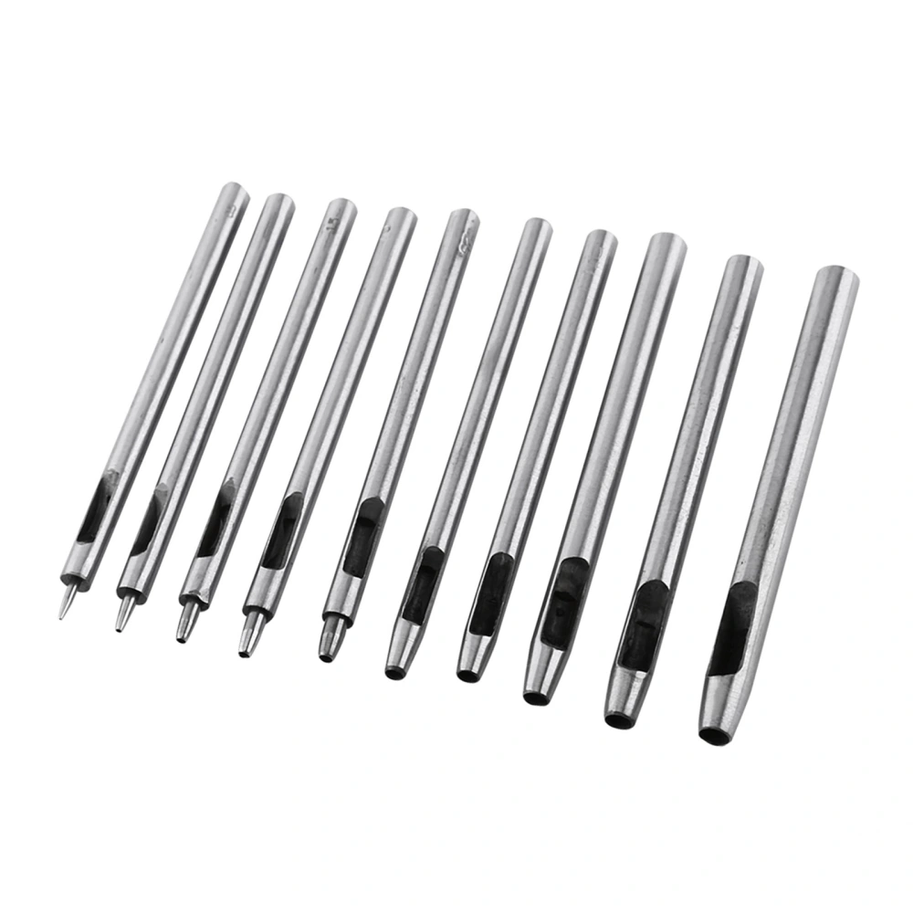 10pcs Metal Punch Leather Puncher Hole Kit Hollow Belt Craft Tool 0.5-5mm