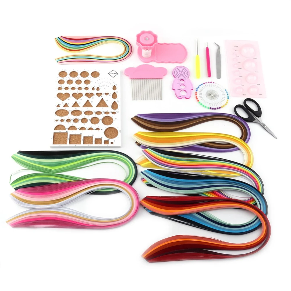 960 Strips 5mm Paper Quilling DIY Craft Kit Board Mould Crimper Comb Tools