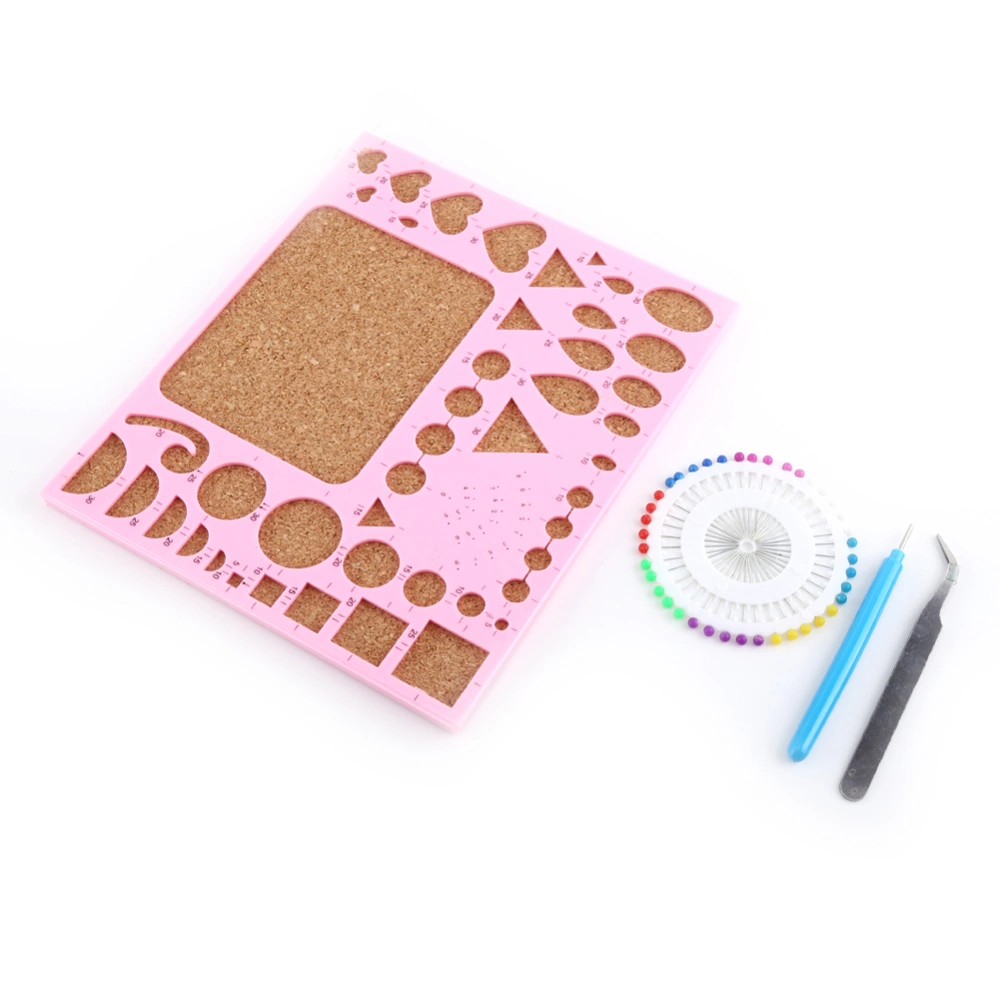 4pcs Paper DIY Set Quilling Tools Template Mould Board Tweezer Pins Slotted Tool Kit Pink
