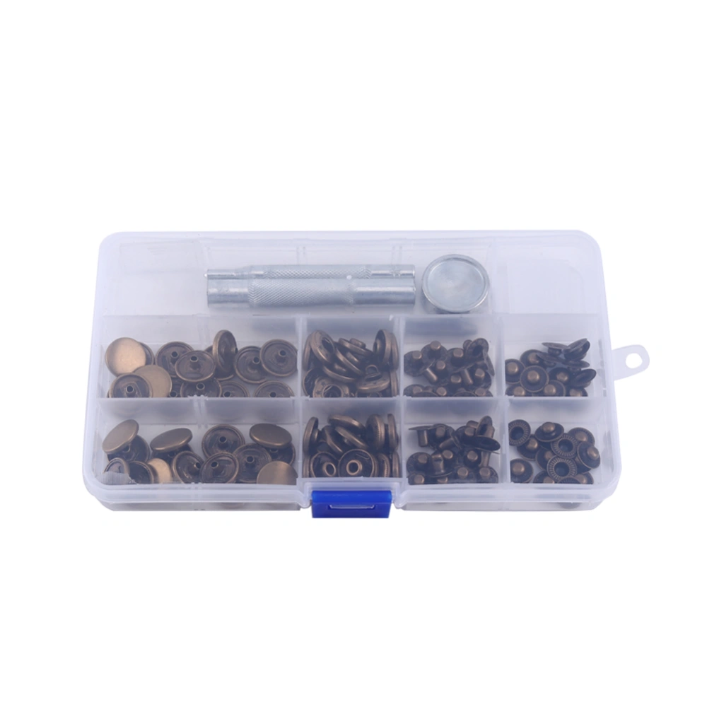 30 Sets 15mm Antique Brass Snap Fasteners Popper Press Stud Button Fixing Tool Kit