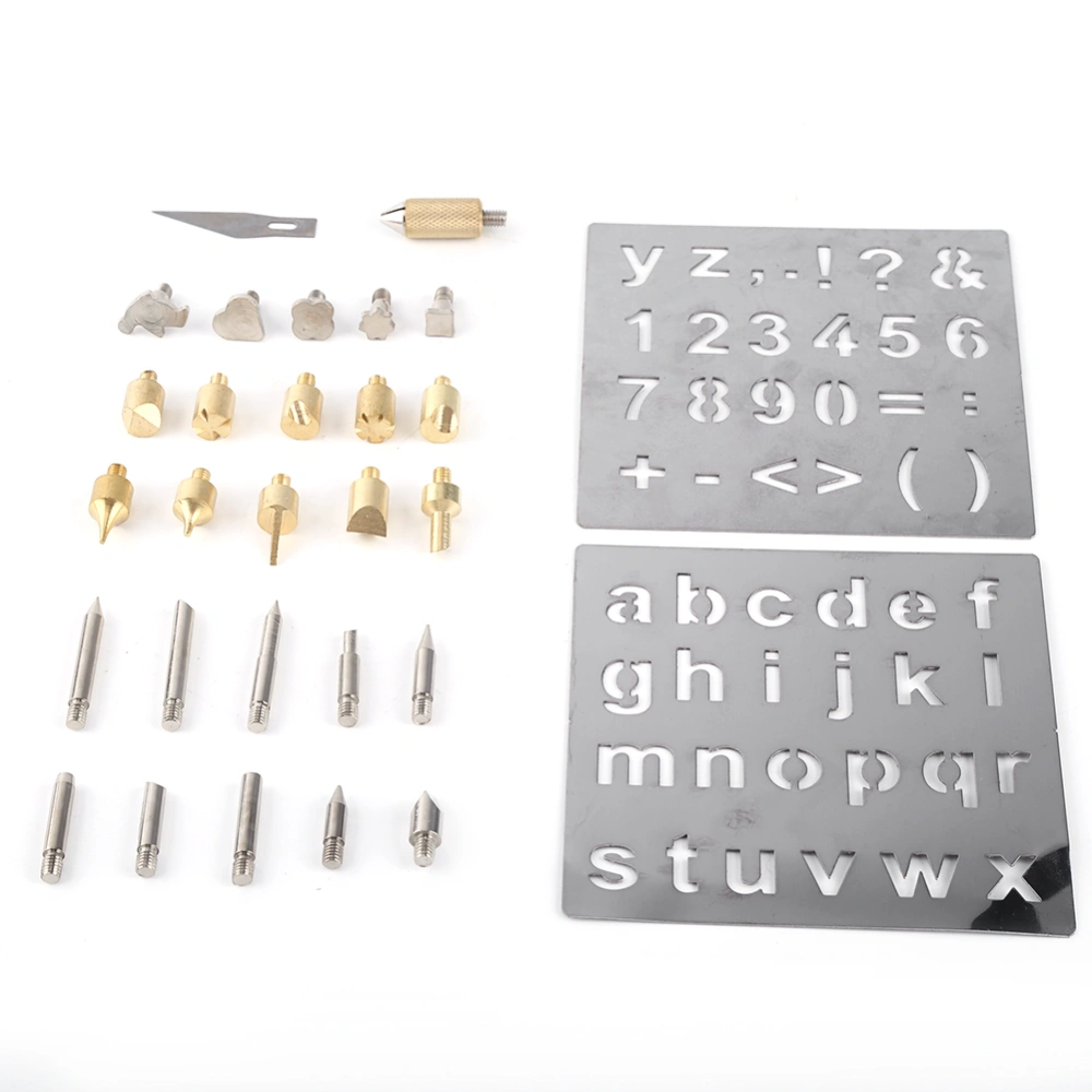 1 Set Pyrography Wood Working and Soldering Tips Alphabet Numbers Symbols Stencils