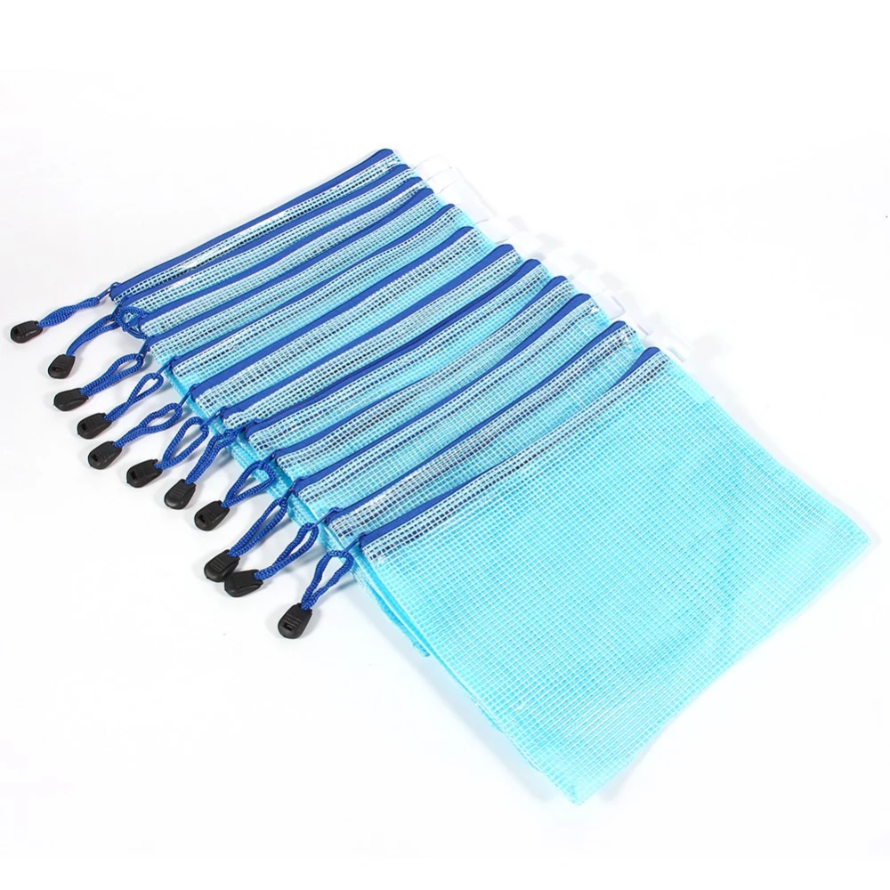 A5 Plastic Zipper Bags Zip File Paper Document Folder Protective Bags(blue)