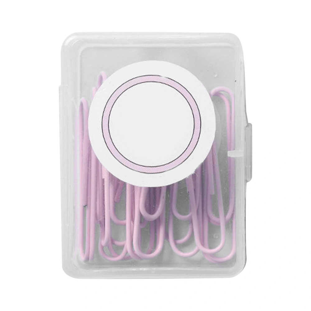 Paper Clips Metal for File Book Binding Colored Office Supplies with Storage Box 50mm Sakura Pink