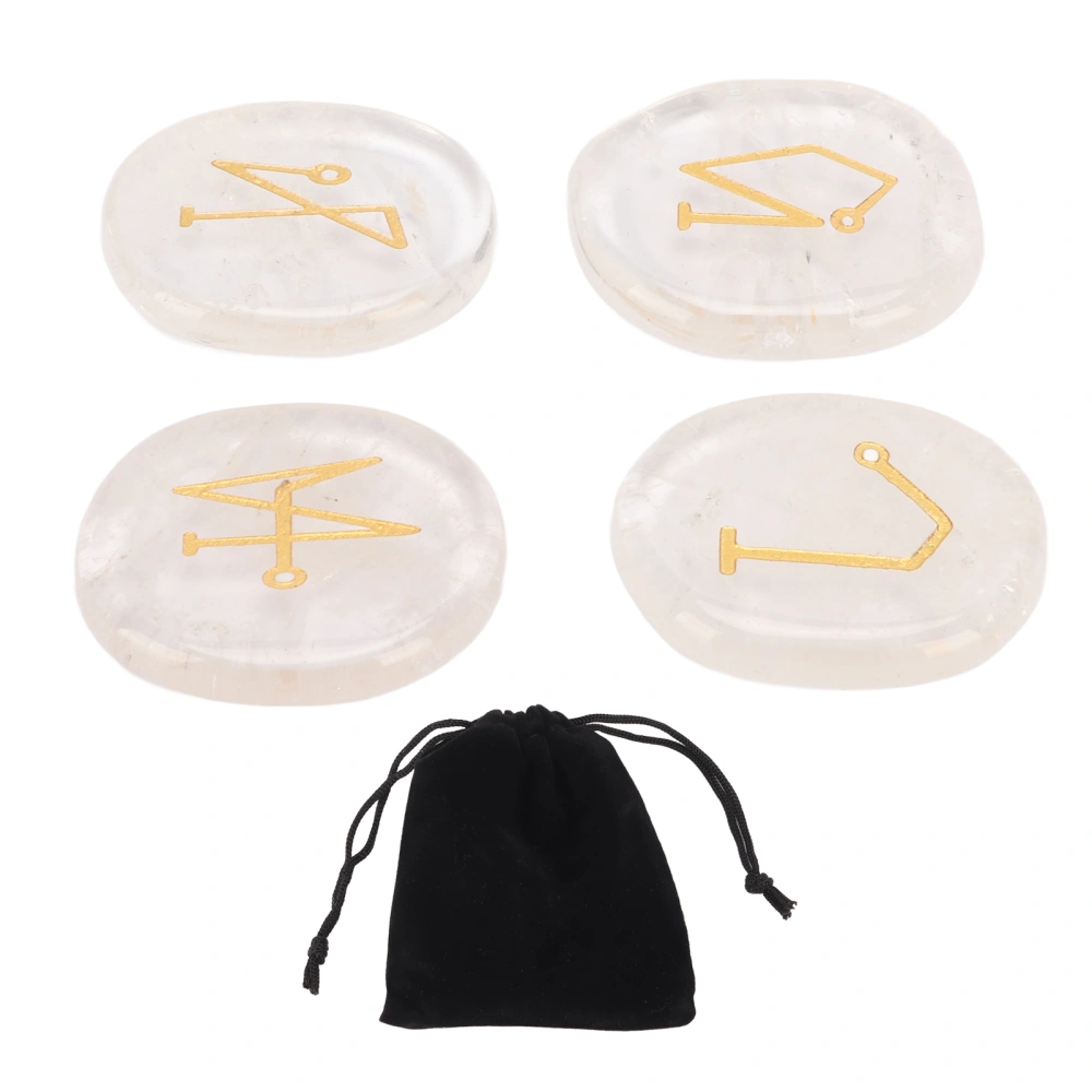 Rune Stones Portable Healing Crystal Chakra Stones Witch Rune Stone for Reiki Balance Meditation White