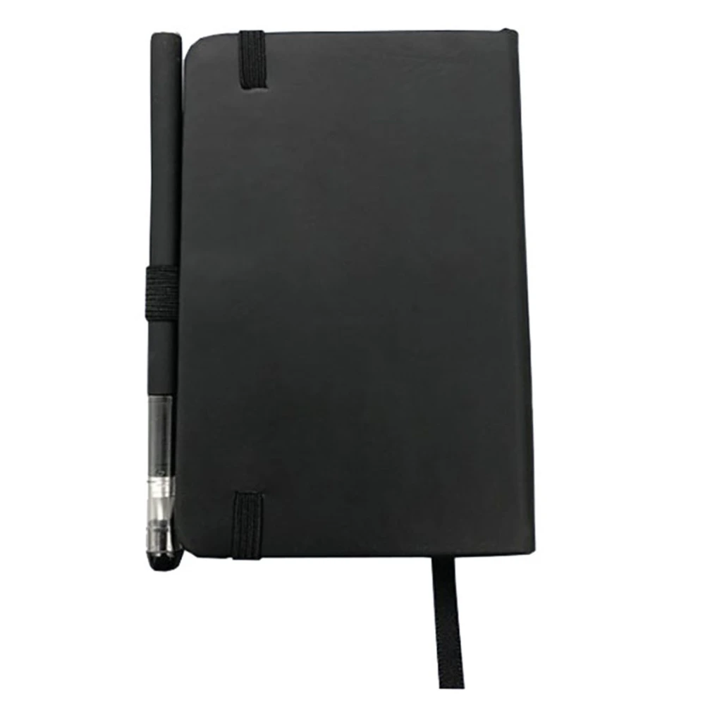 Notepad Black Appearance PU Paper 14.5x21x 1cm Practical Portable Journal Notebook for School Meeting Planning