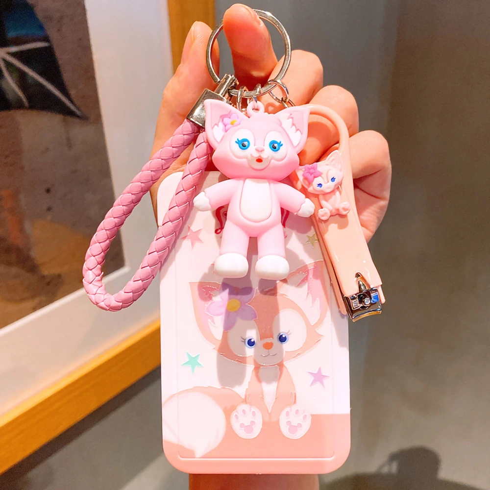 Bus Card Holder Cartoon Style Hardened Plastic Slip Cover Round Corner Badge Holder for Bus Meal Employee Card Card Holder,Hand Strap, Doll Cute Fox