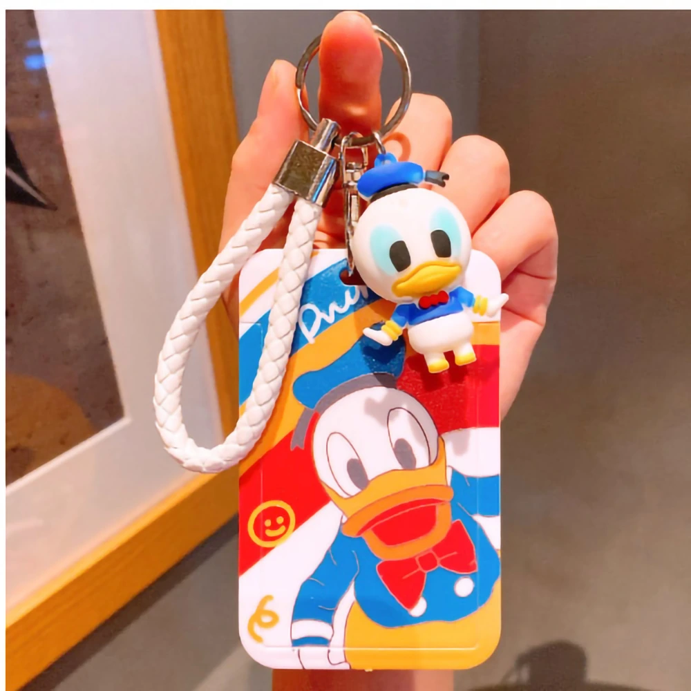 Bus Card Holder Cartoon Style Hardened Plastic Slip Cover Round Corner Badge Holder for Bus Meal Employee Card Card Holder,Hand Strap, Doll Duck Boy