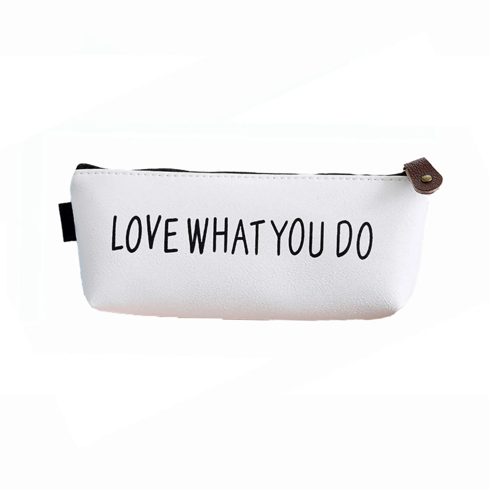 Large Capacity Pencil Case Soft Lining Simple Texture Waterproof Multifunctional Pencil Bag for Students School 1 White