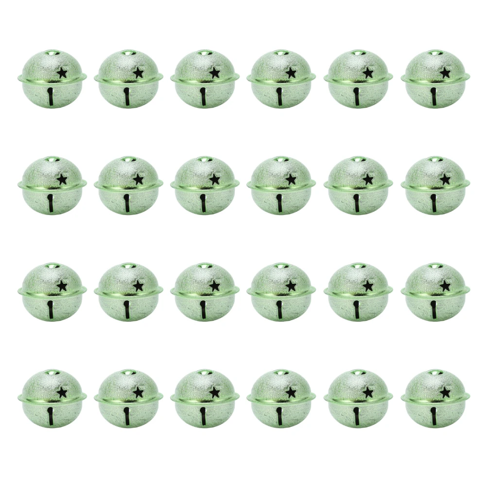 24pcs Jingle Bells Green 40mm Hollow Pentagram Design DIY Making Iron Christmas Frosted Bells for Keychain Crafts