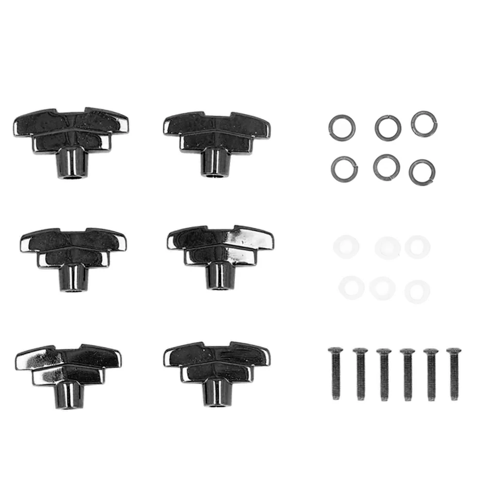 6Pcs Guitar Tuning Peg Buttons Zinc Alloy T Shaped Tuner Heads Replacement for Acoustic Electric Guitar Black