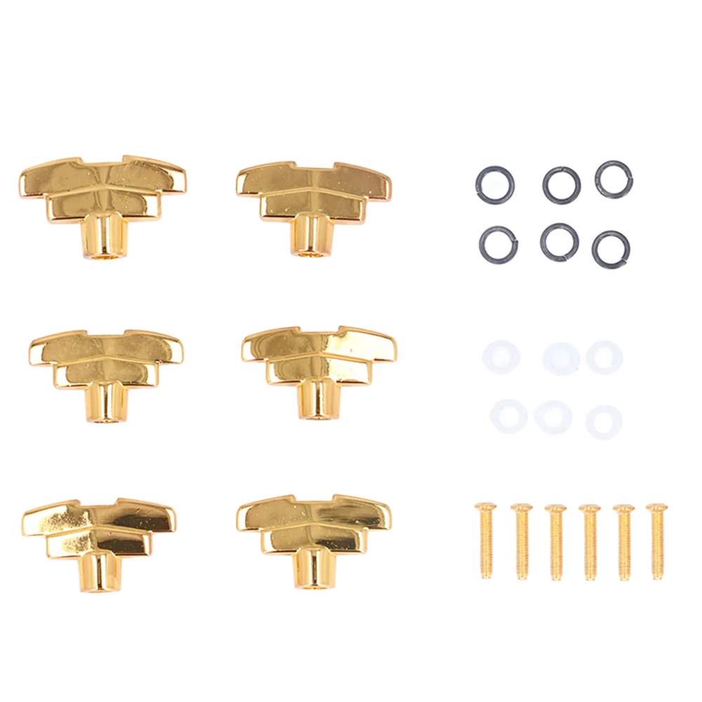 6Pcs Guitar Tuning Peg Buttons Zinc Alloy T Shaped Tuner Heads Replacement for Acoustic Electric Guitar Gold