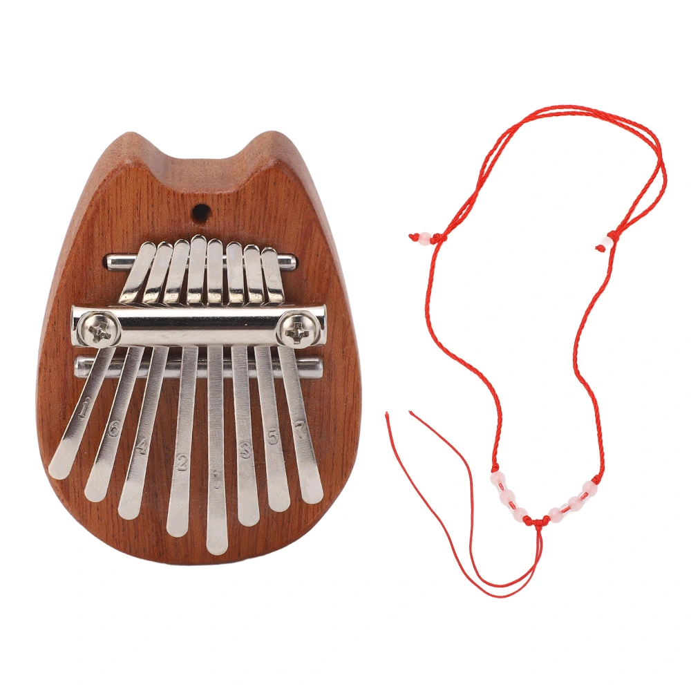 Mini Kalimba 8 Keys Clear and Pleasant Sound Easy to Play Portable Thumb Piano with Hanging Rope XA67 Cat Head