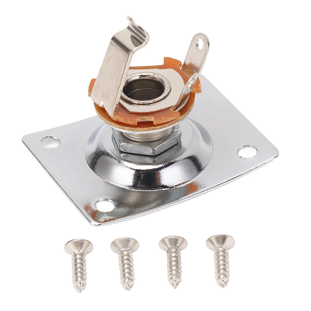 Guitar Output Jack Plate Square Shape Metal Compact Guitar Jack Socket Plate for Telecaster Chromium Color