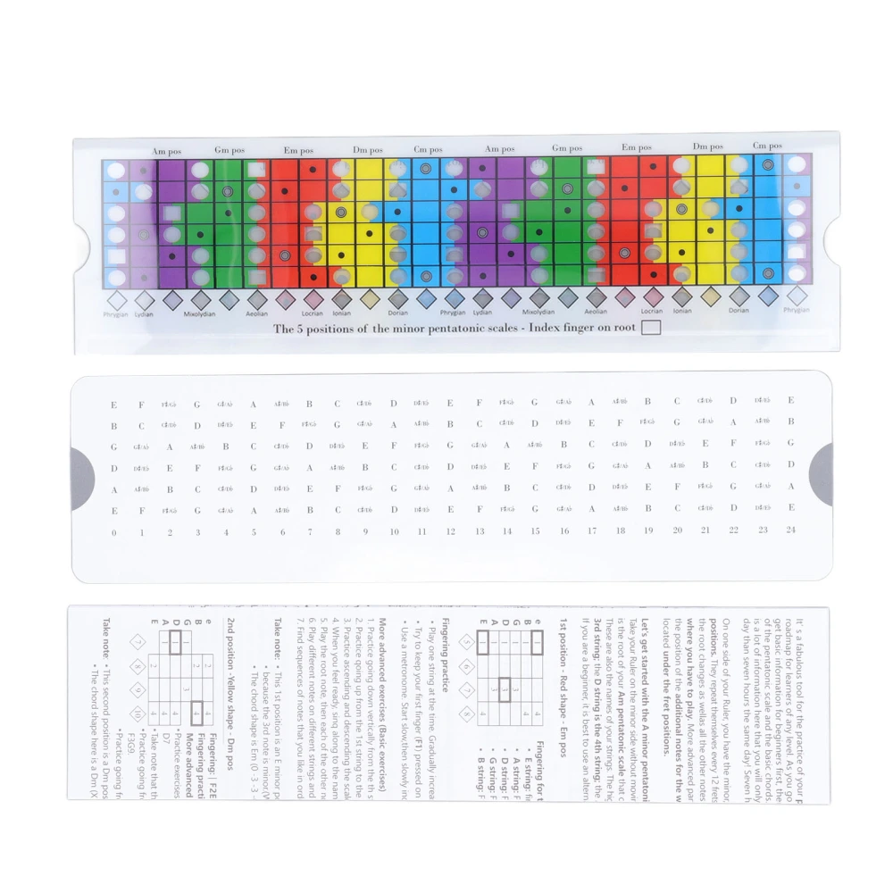 Guitar Pentatonic Sliding Ruler Plastic Multi Color Guitar Scales Sliding Ruler for Beginners
