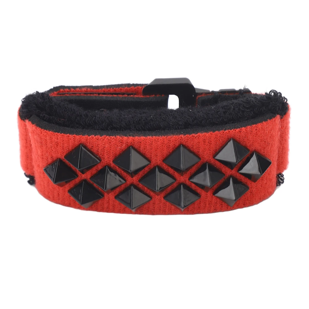 Guitar Dampener Strap Guitar String Noise Damper Fretboard Muter with Square Rivets Stringed Instrument Accessory Red Long 7.5x0.9x1.2in