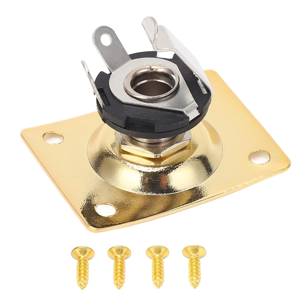 Guitar Output Jack Plate Square Shape Metal Compact Guitar Jack Socket Plate for Telecaster Gold