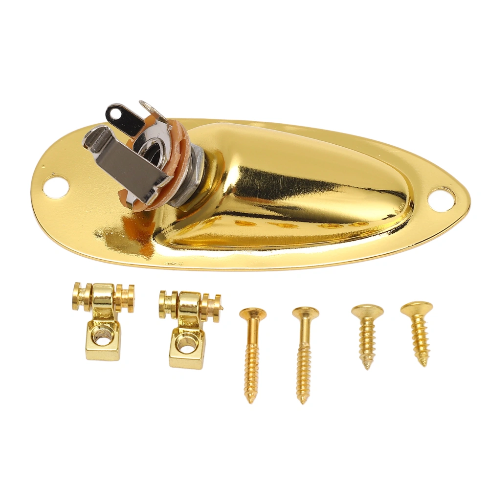 Guitar Input Jack Boat Style 6.35mm Metal Electric Guitar Input Output Socket with 2 String Fixators GT49 Gold