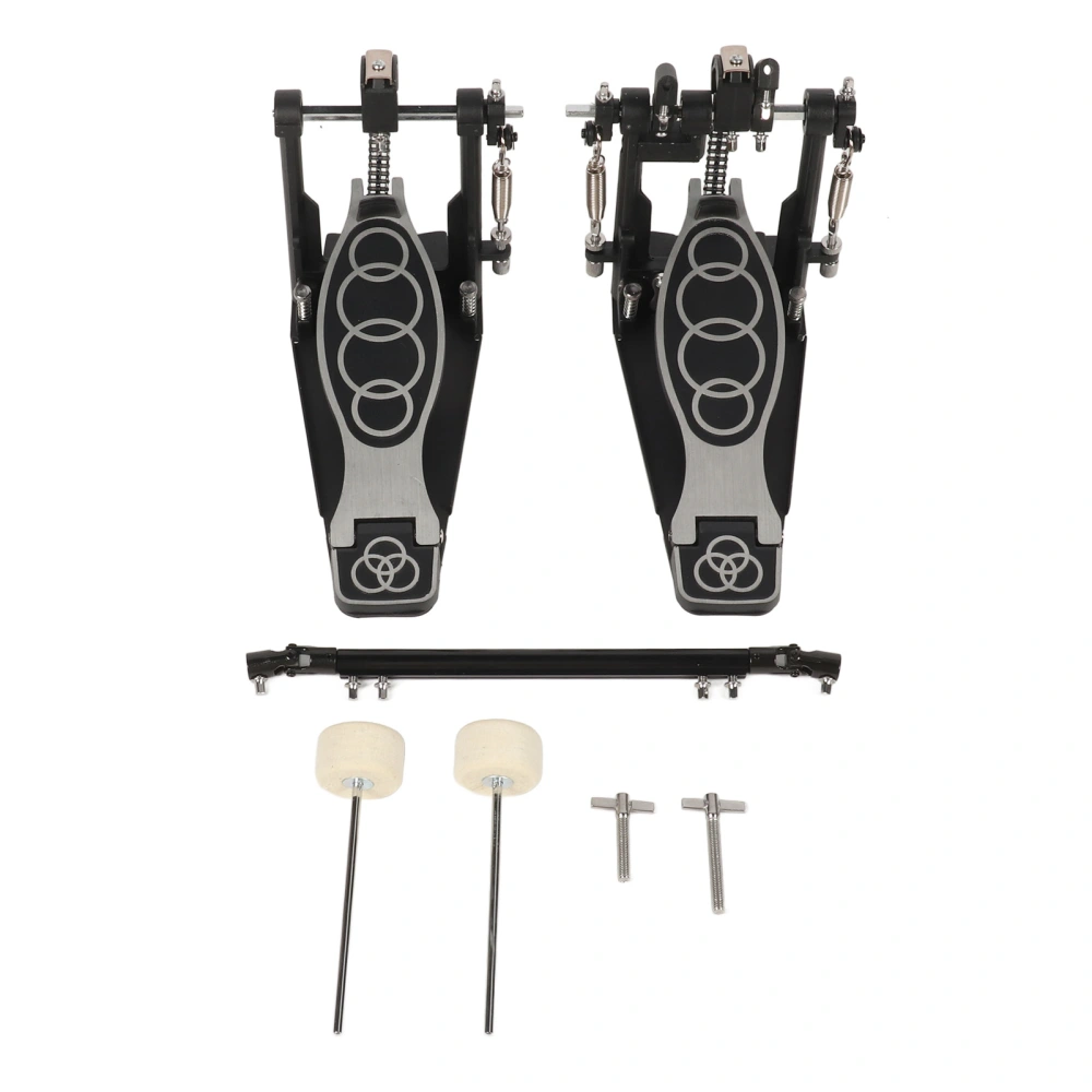 Double Drum Pedal Powerful Beating Adjustable Tension Anti Slip Bass Jazz Drum Pedal Black