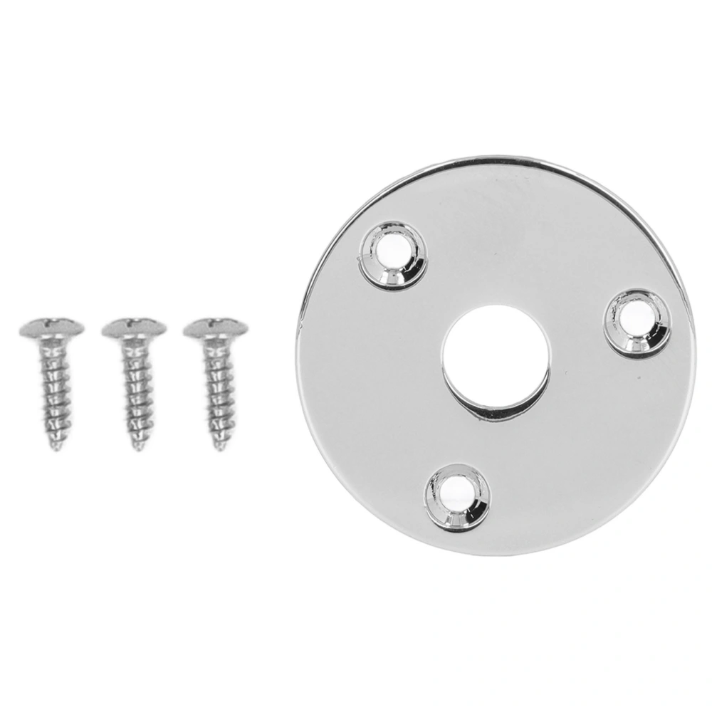 Guitar Jack Socket Plate Round Metal Input Output Cover Replacement Hardware for Bass with Mounting Screws GT31 Chromium