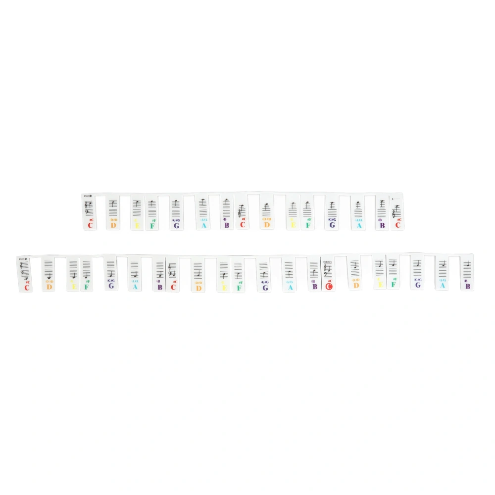 Piano Keyboard Sticker 61 Keys Label Removable Large Note Letter Silicone for Electronic Piano