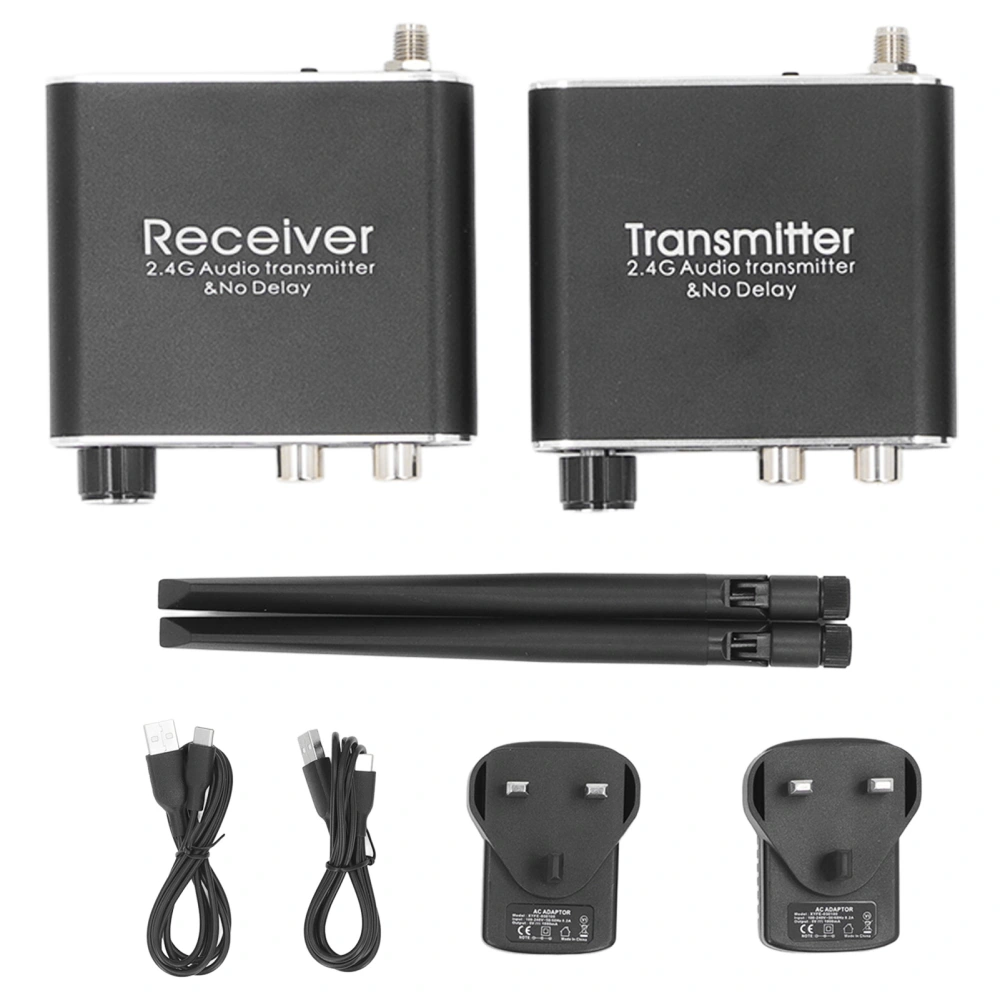 2.4G Wireless Audio Transceiver No Delay Audio Transmitter Receiver Adapter RCA 3.5mm Input Output 100‑240V UK Plug