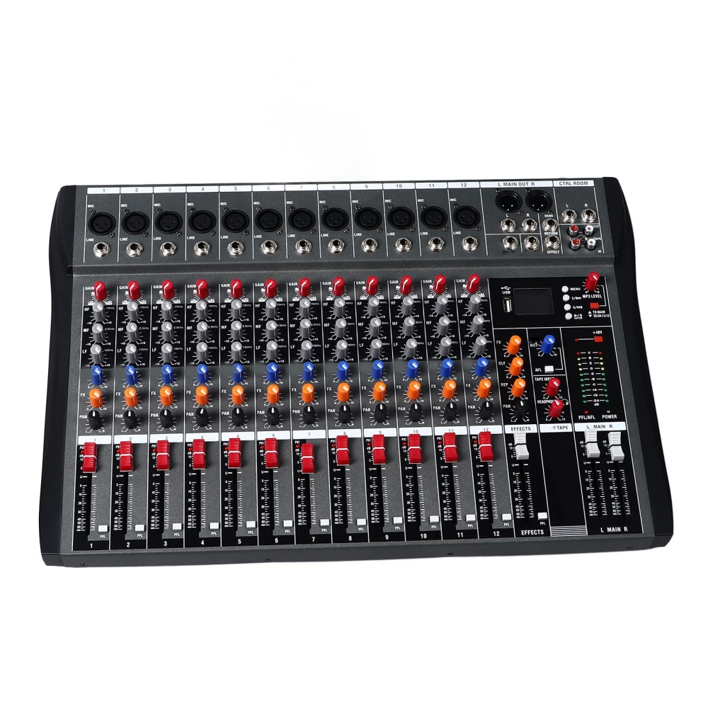 12 Channel Compact Mixer High Power Versatile Accurate Control Professional Audio Mixer for Studio